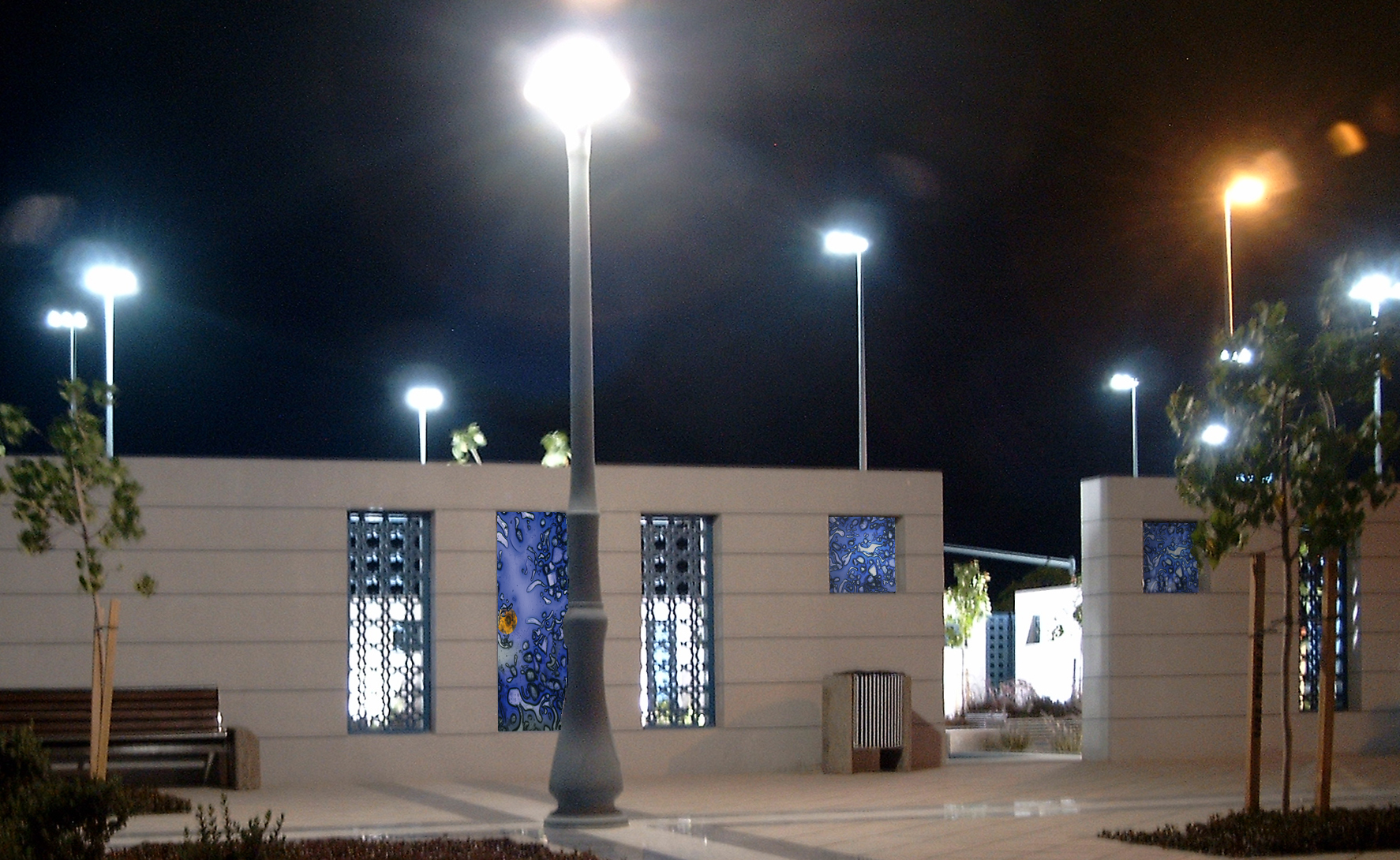 Platz, Glas hinterleuchtet